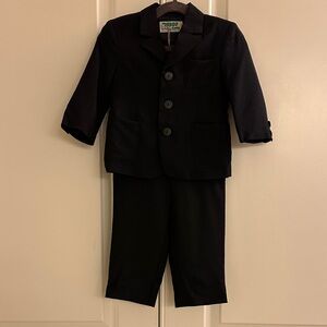 Classic Black Toddler Suit Set, 100% wool, fully lined, 18 months